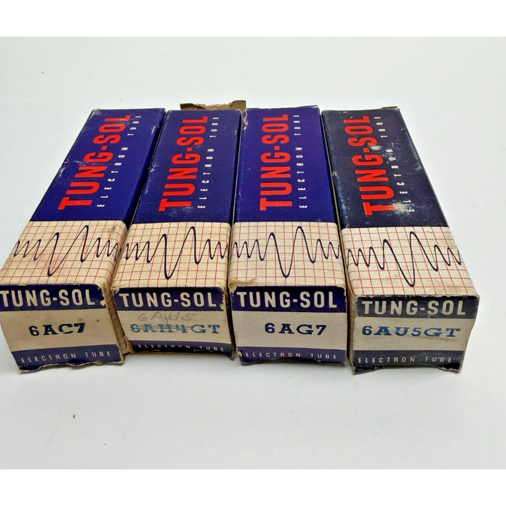 Vintage Lot of 4 Tung-Sol Vacuum Tubes - NOS 6AC7, 6AH4GT, 6AG7, 6AU5GT