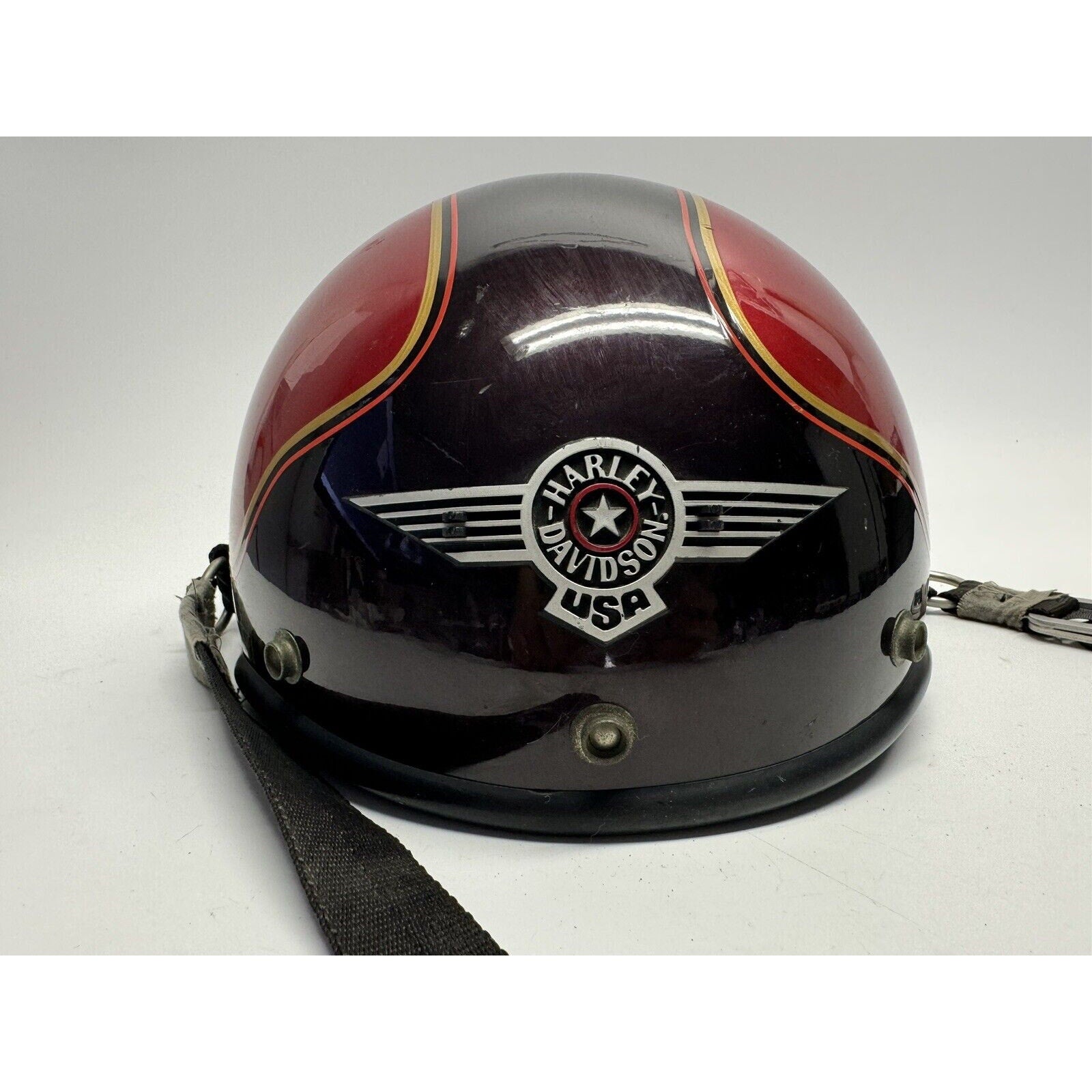 VINTAGE RARE RED/BROWN Harley Davidson Bell Motorcycle Helmet