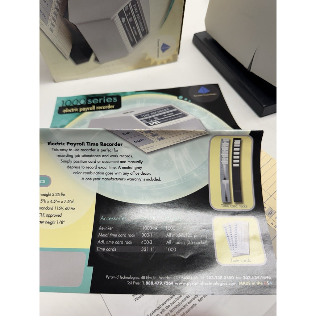 Vinrage NOS Pyramid Technologies 1000 Series Electric Payroll Recorder USA
