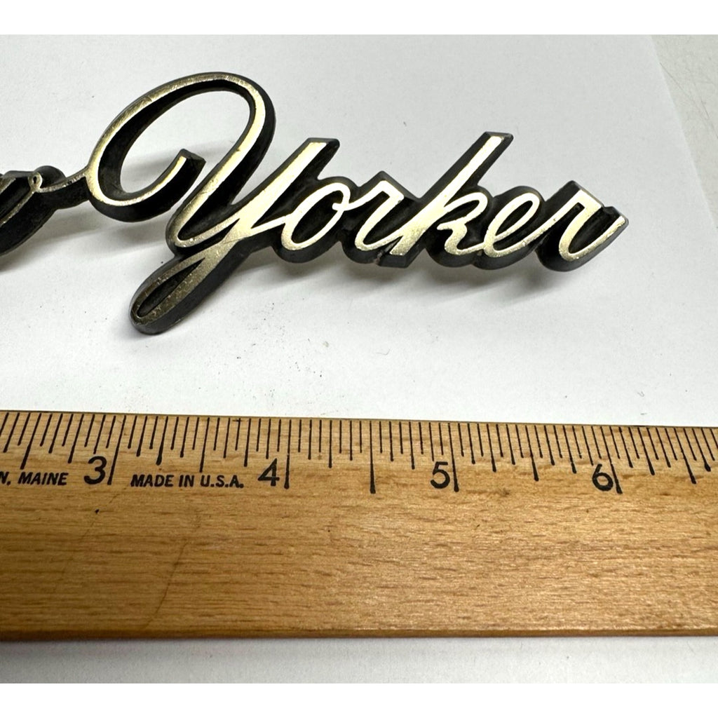 Vintage 1966 CHRYSLER NEW YORKER FRONT FENDER SCRIPT NAMEPLATE EMBLEM