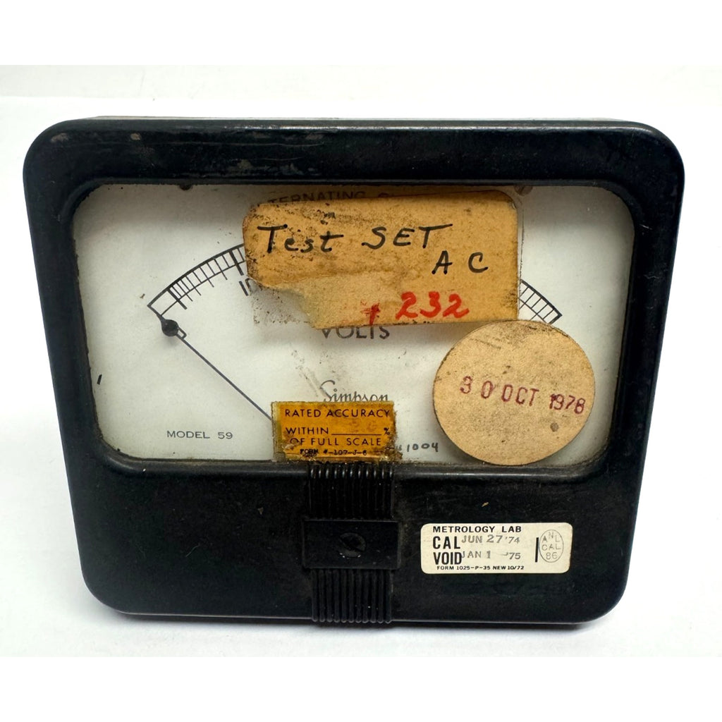 Vintage Simpson Model 59 Rectangular Analog AC Voltmeter.