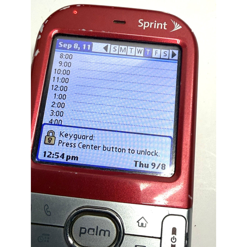 VINTAGE Palm Centro Red Sprint Cellular Phone PTR690HKR Hold Charge - WORKS!