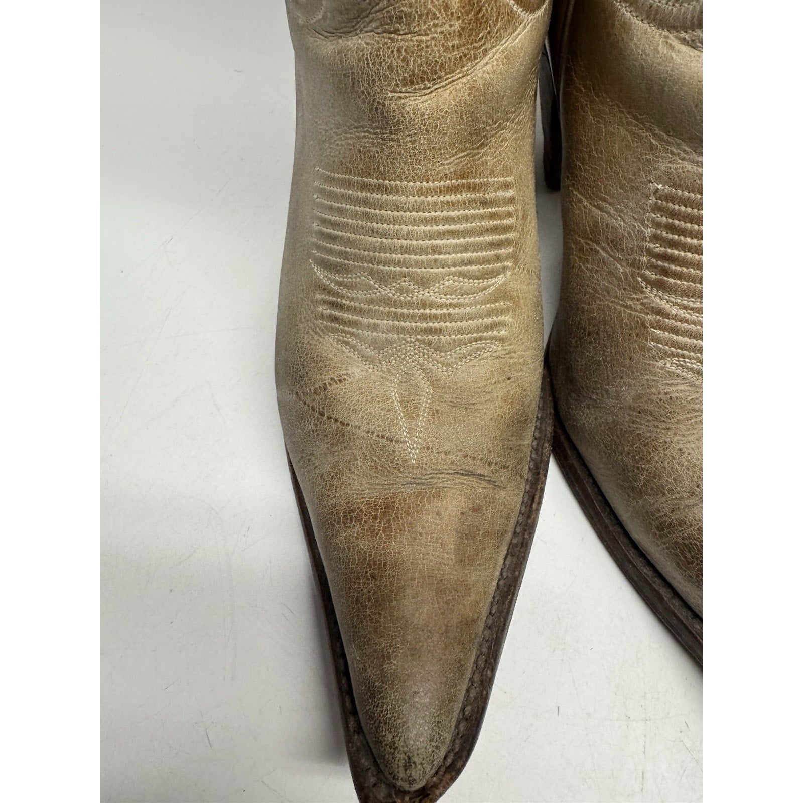 VTG Charlie 1 Horse by Lucchese Western Boots 4565 7 1/2 B Calf Leather Brazil