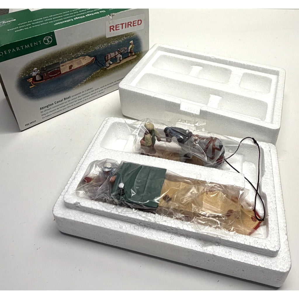 Vintage NOS Department 56 Dickens Village Abington Canal Boat Set of 2 #58522