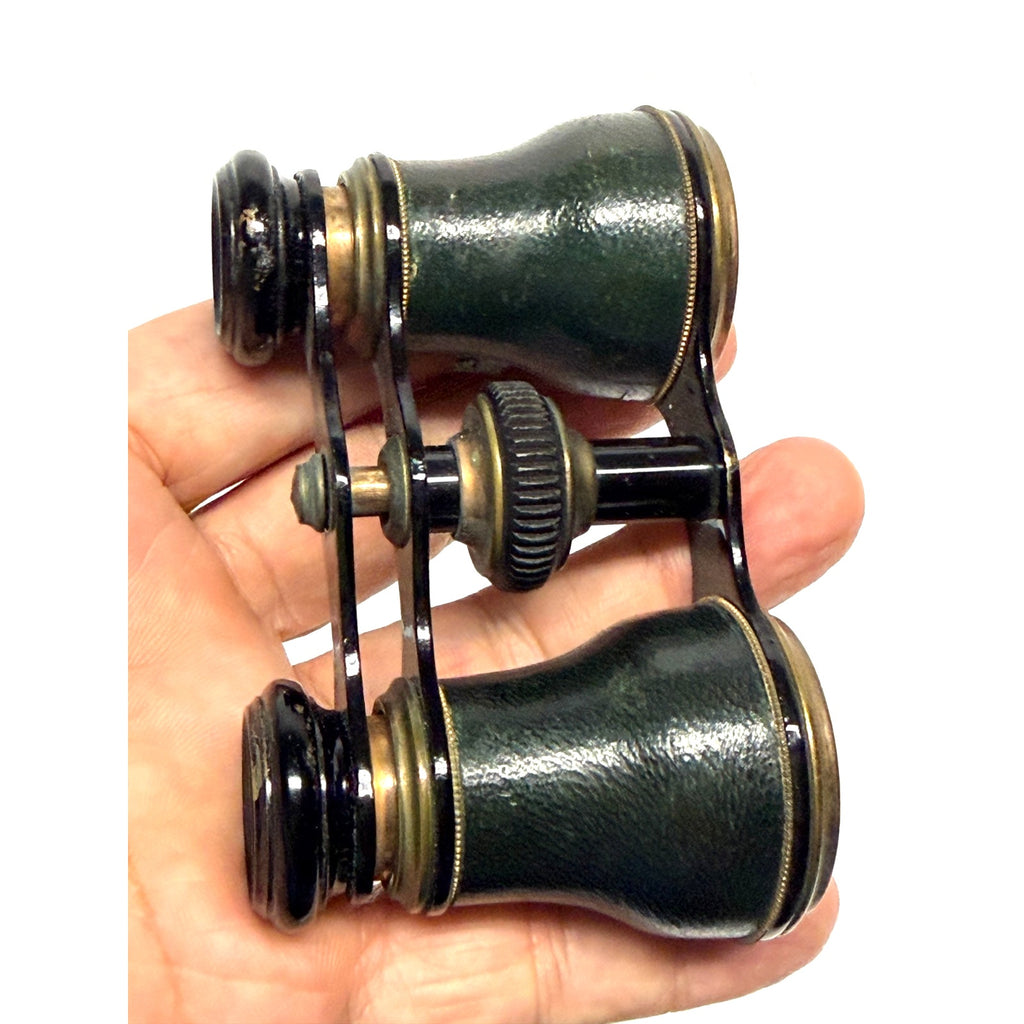 Vintage Opera Glasses Theater Binoculars Black Brass Leather Antique