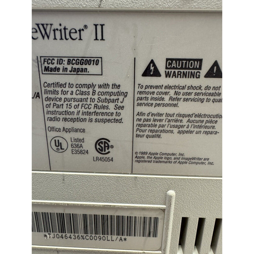Vintage Apple Imagewriter II Printer G0010 Made In Japan Power On UNTSTED