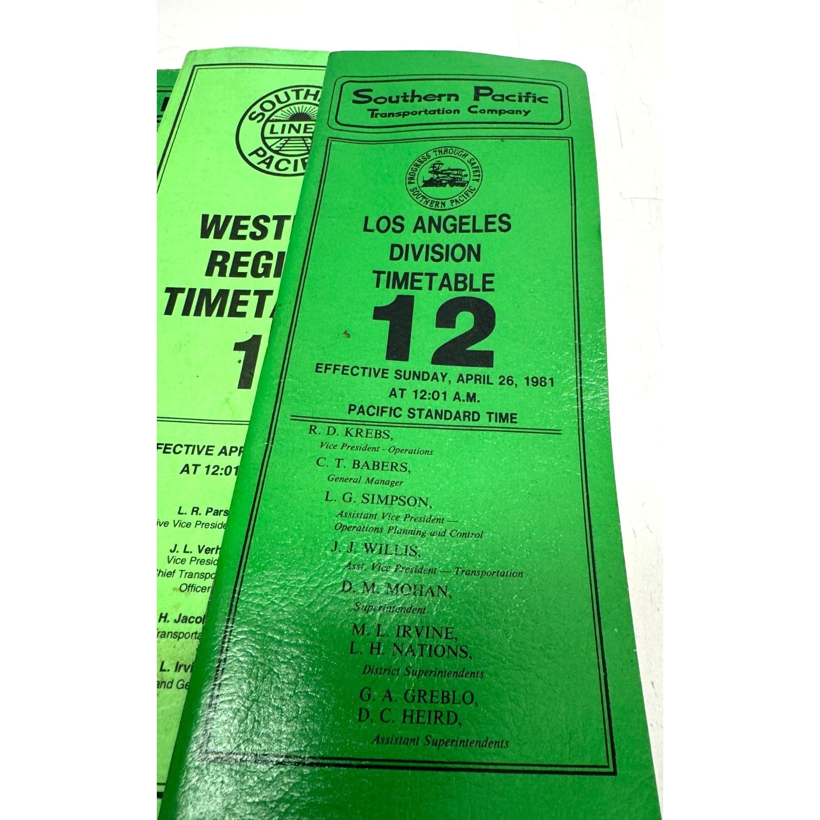 Vintage Lot of 5 1981 Timetable 12 Los Angeles Division Southern Pacific