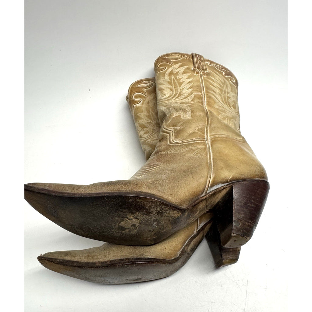 VTG Charlie 1 Horse by Lucchese Western Boots 4565 7 1/2 B Calf Leather Brazil