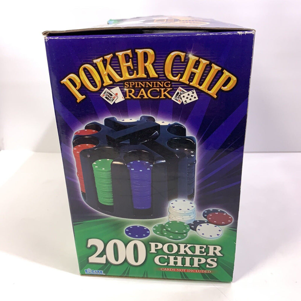 Vintage EXCITE POKER CHIP RACK 200 CHIPS with Revolving Rack SEALED PACKAGE