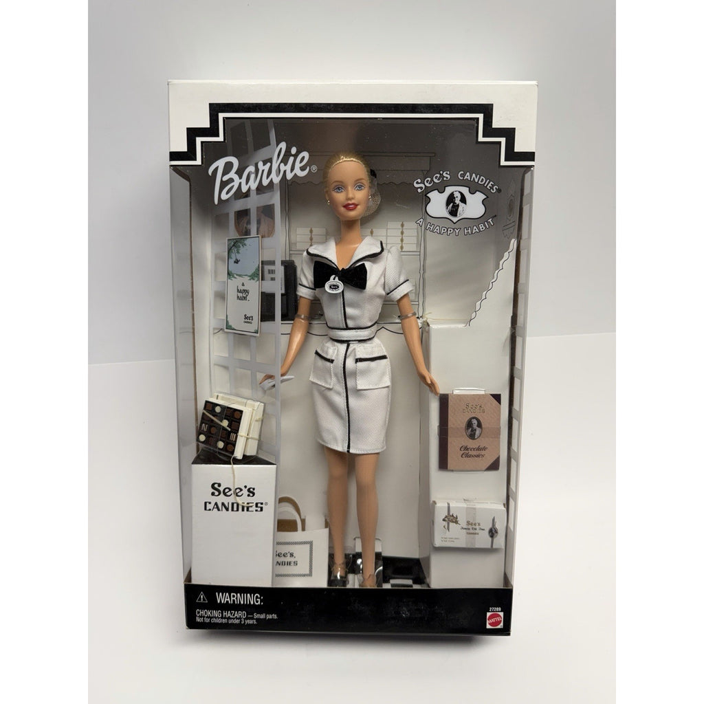 VINTAGE NOS 1999 BARBIE First Job Doll ~ See's Candies A Happy Habit #27289