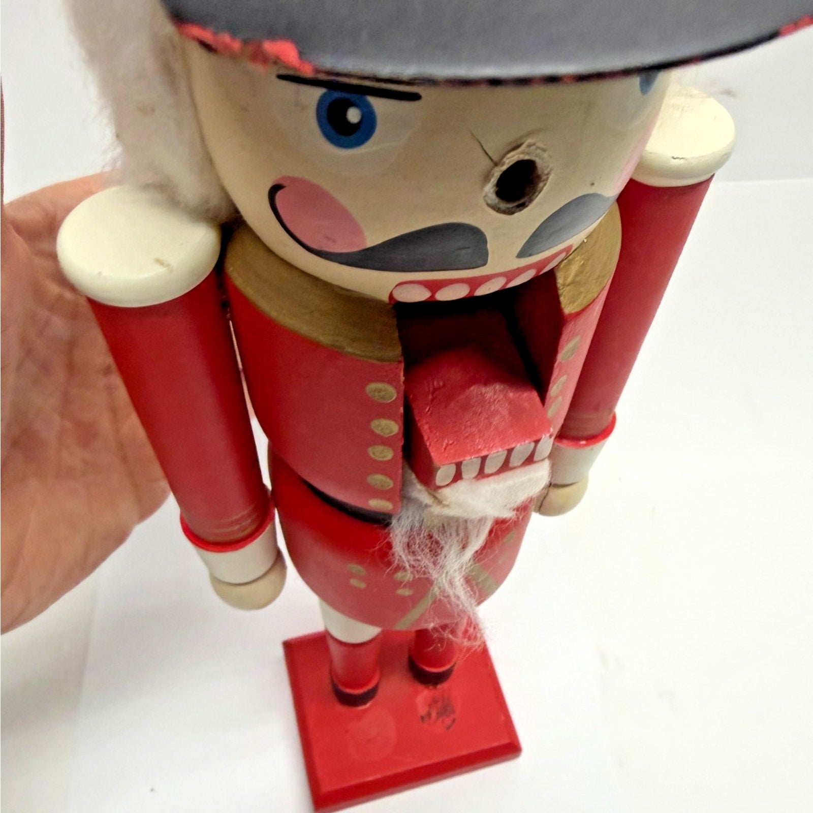 Vintage 13" Wooden Nutcracker Soldier Hand Painted Christmas Holiday Decor IOB