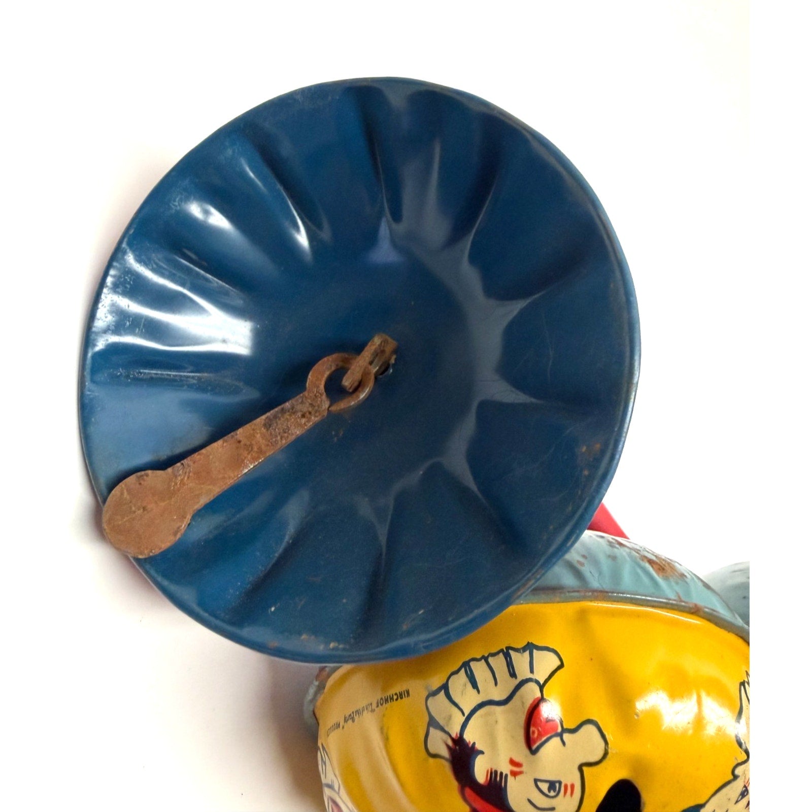 VTG Lot of 3 Kirchhof Tin Litho Noise Makers Rattle Wood Handle Made in USA