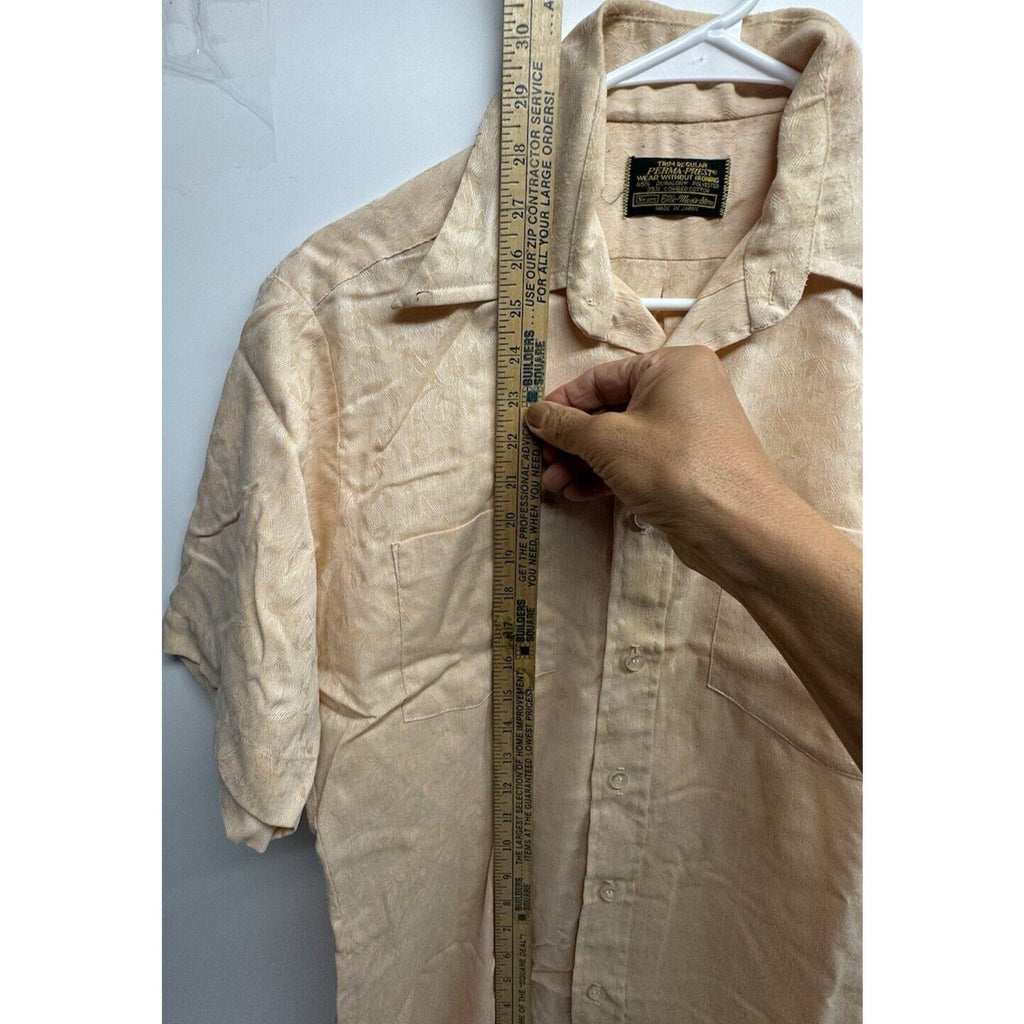 Vintage Sears Perma-Press Medium SHORT Sleeve SHIRT Wide Collar MADE IN JAPAN