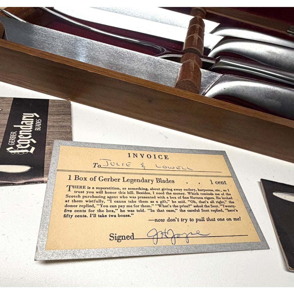 Vintage Gerber Legendary Blades 4 Pc Carving Set w/Walnut Case