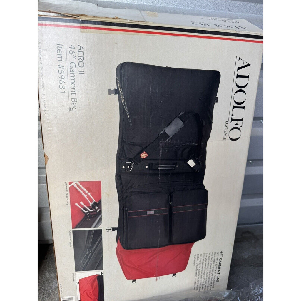 VINTAGE NOS Adolfo Garmet Travel Bag Black AERO II 46" #59631 Made in Korea
