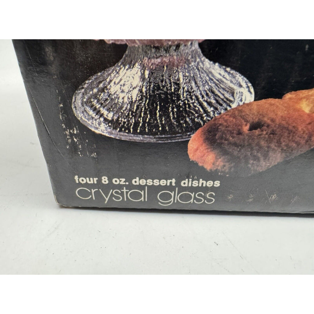 VINTAGE NOS 4 Indiana Glass Crystal Ice 8oz Textured Tree Dessert Bowls 3607