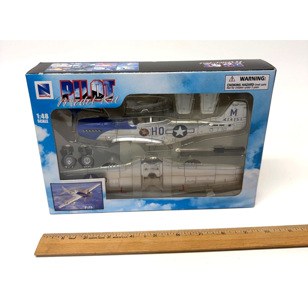 Vtg New Ray Pilot 1/48 Scale Model Kit P-51 Fighter Silver 1:48 No. 20217 B1