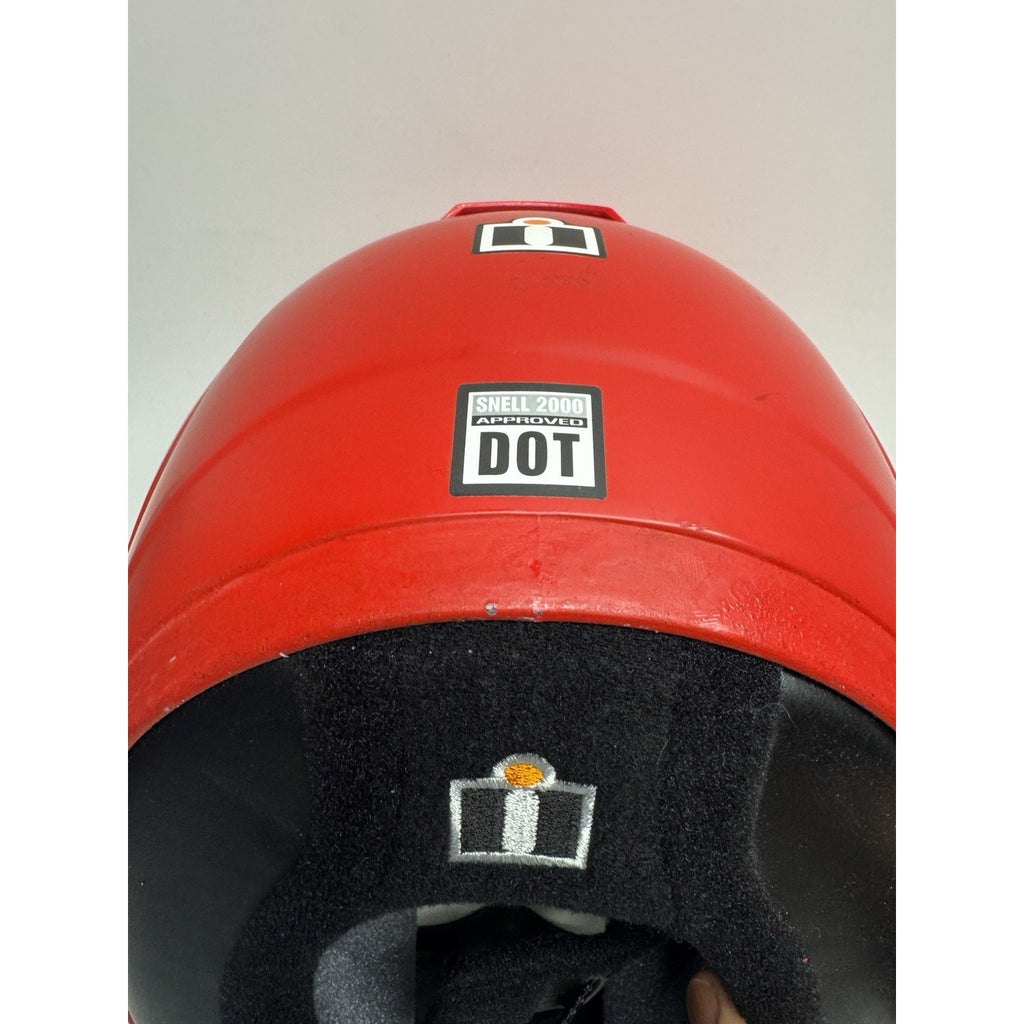 Vintage Icon 1c-01 Motorcycle Helmet Red with Screen Small Made in Korea