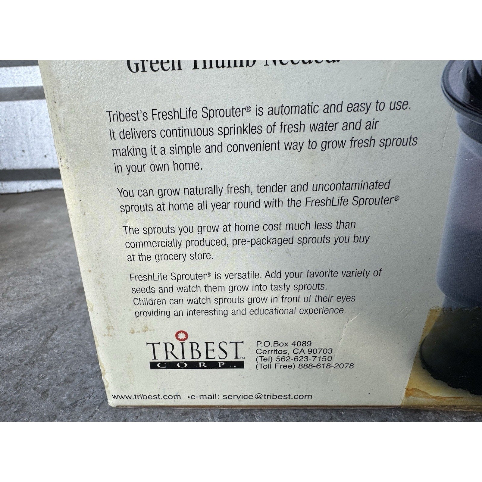 VINTAGE SEALED Tribest Freshlife Automatic Sprouter Model 2000 Fresh Sprouts