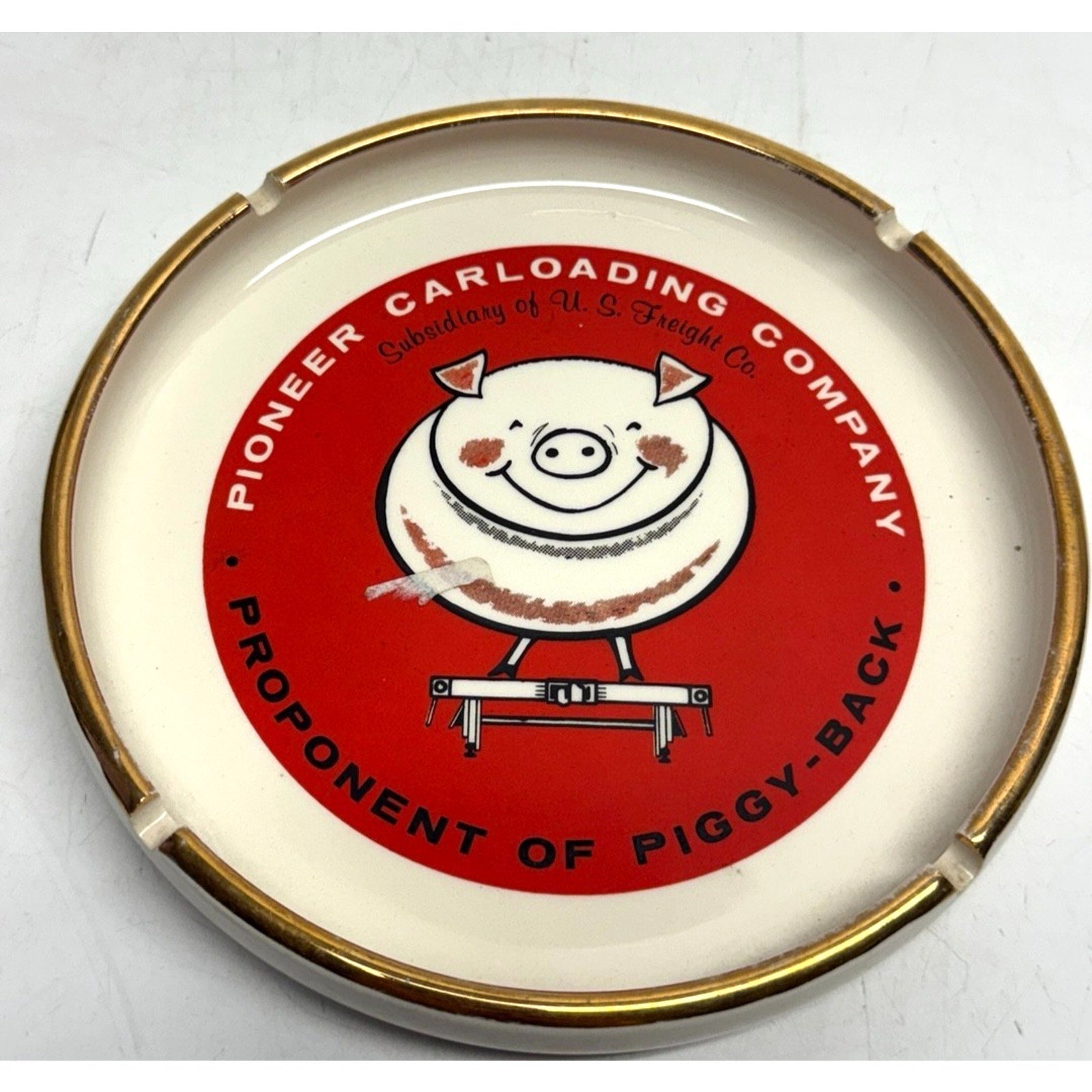 Vintage Pioneer Carloading Company Piggy-Back Ashtray