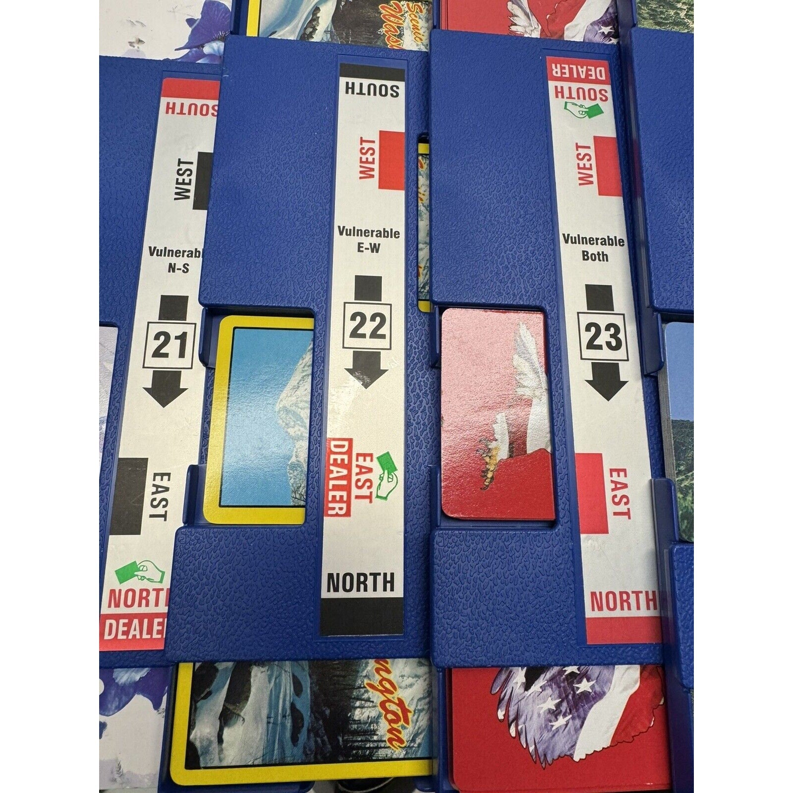 VINTAGE Baron Barclay Plastic Bridge Boards Dealer Card Holders Blue 32 Full Set