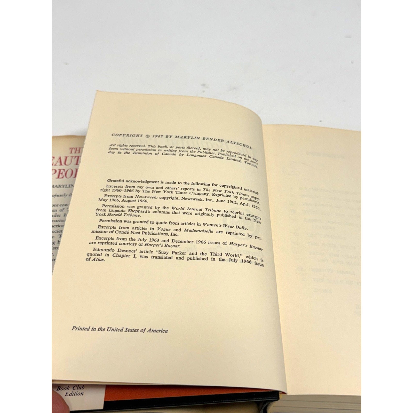 Vtg The Beautiful People Marylin Bender 1967 Third Impression Fashion Society
