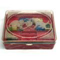 Vintage MCM Hommer Mfg Hard Plastic Marbled Sewing Box with Needles