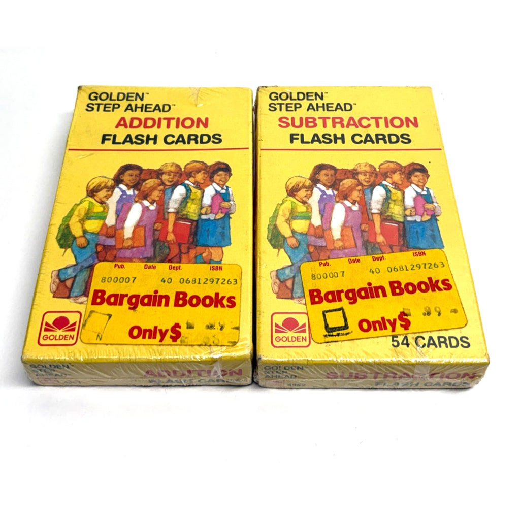 Vintage lot of 2 1984 Golden Step Ahead Subtraction/Addition Flash Cards 4952