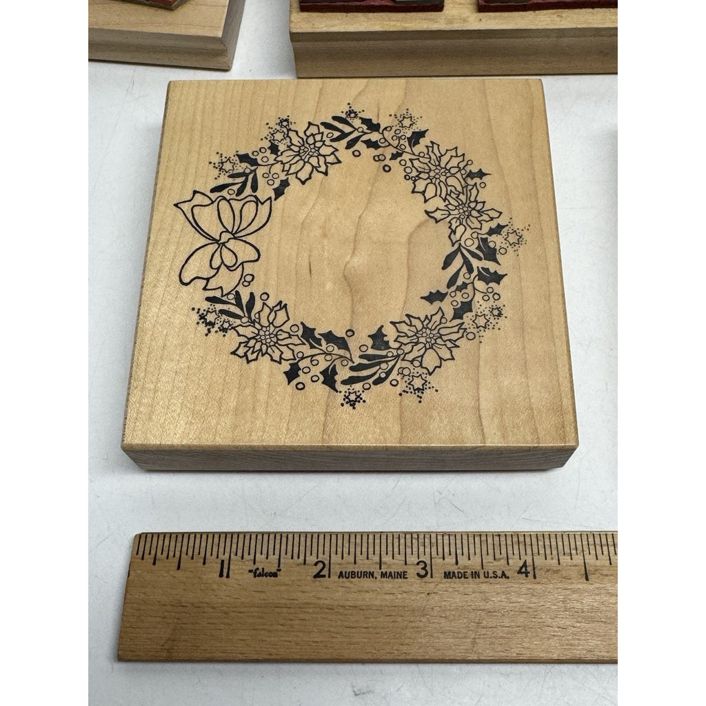 Vintage Lot of 5 NOS Wood Mount Rubber Stamp Land Scape, Rabbits and More