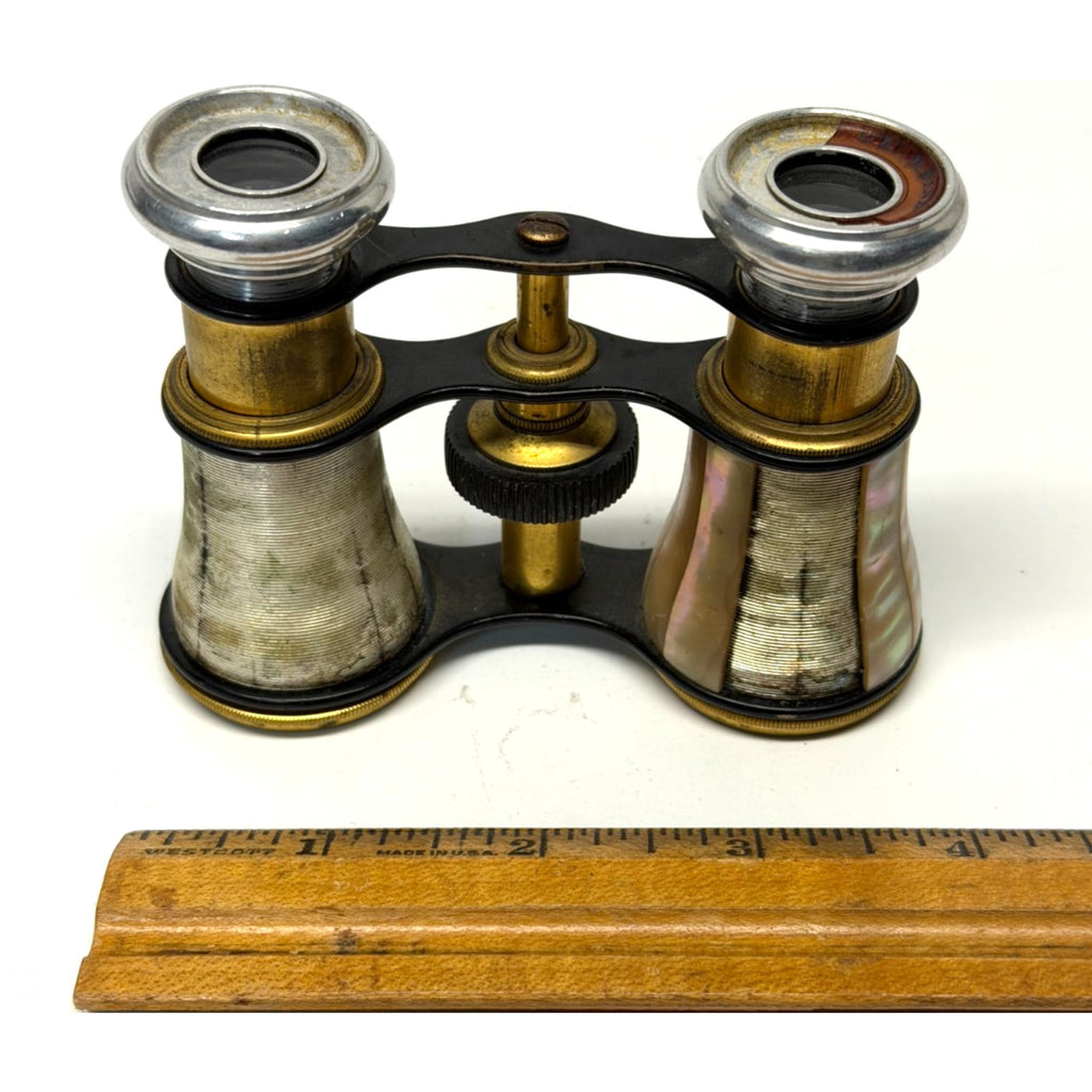 Antique Mother of Pearl Opera Glasses Brass Theater Binoculars Vintage