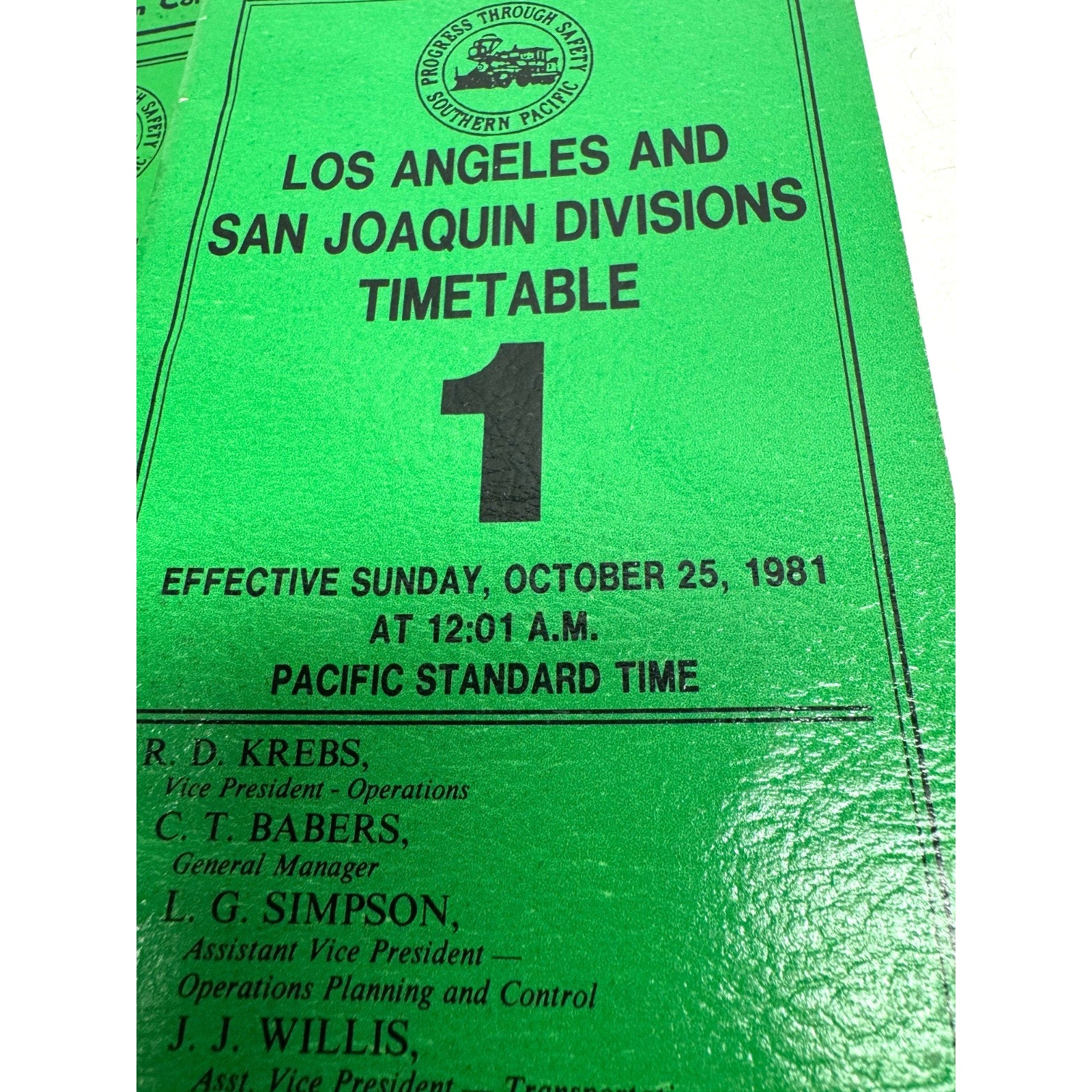 Vintage Lot of 5 1981 Timetable 12 Los Angeles Division Southern Pacific