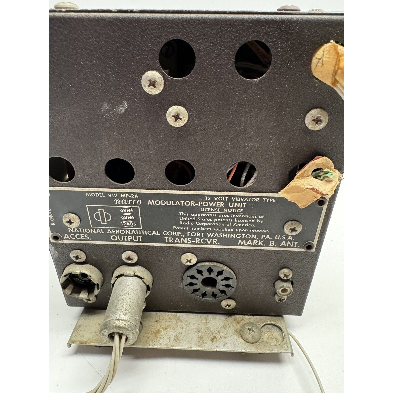 Vintage Avionics NARCO MODULATOR POWER UNIT V12 MP-2 12v VIBRATOR -- UNTESTED