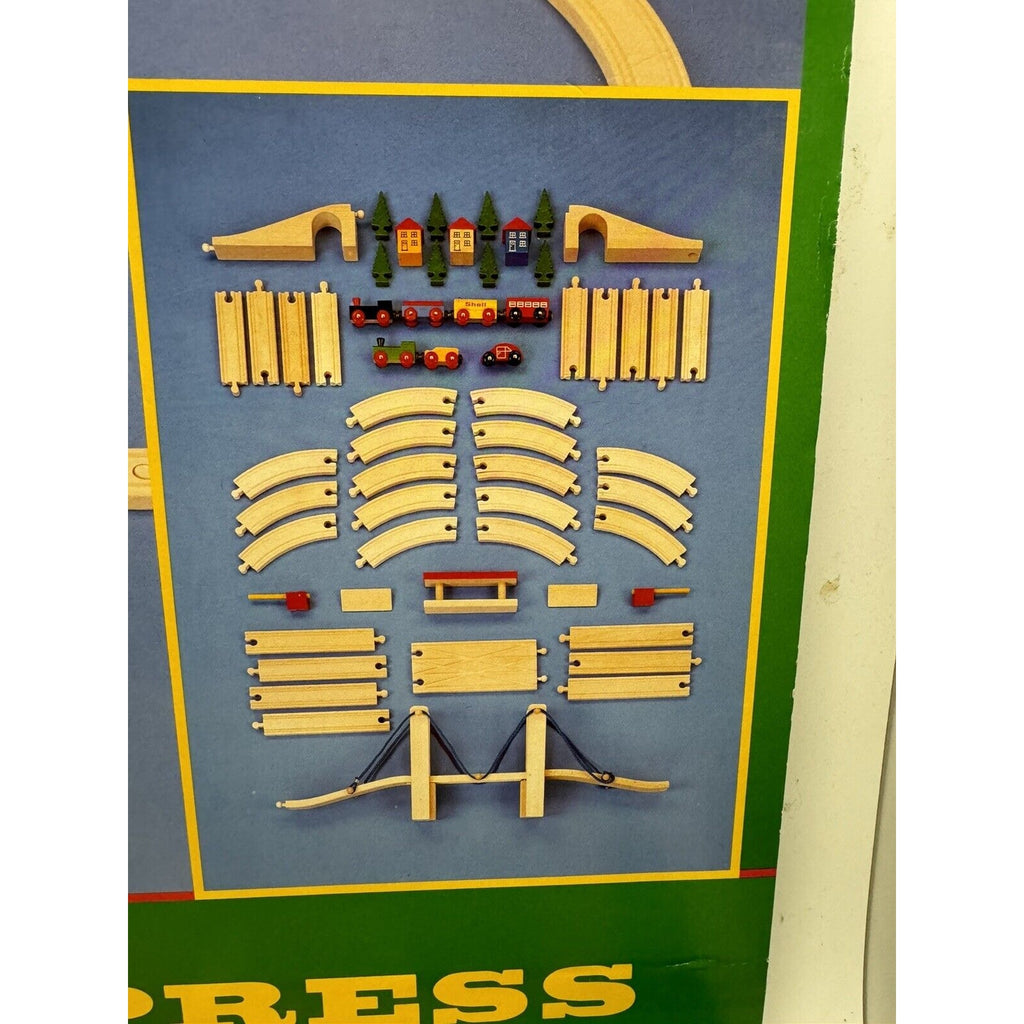 Vintage NOS EURO TRAIN EXPRESS Wooden Magnetic Railroad Train Set Made Germany