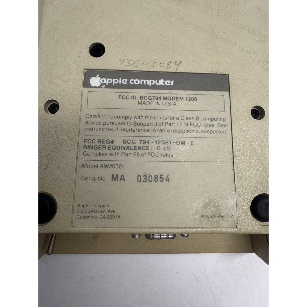 VINTAGE Apple Modem 1200 - Serial MA 004651 Model A9M0301 UNTESTED