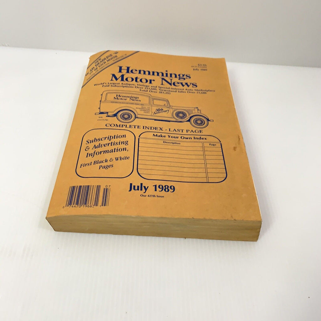 VINTAGE GENTLY USED Hemmings Motor News - June 1989