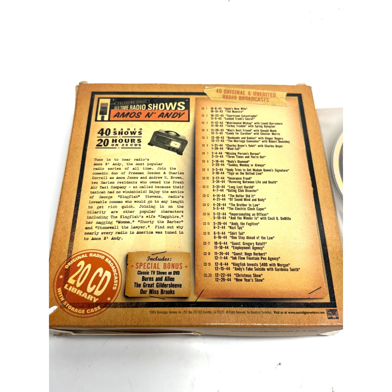 Vtg Amos N’ Andy Old Time Radio Shows Original Radio Broadcasts 20 CDs Box Set