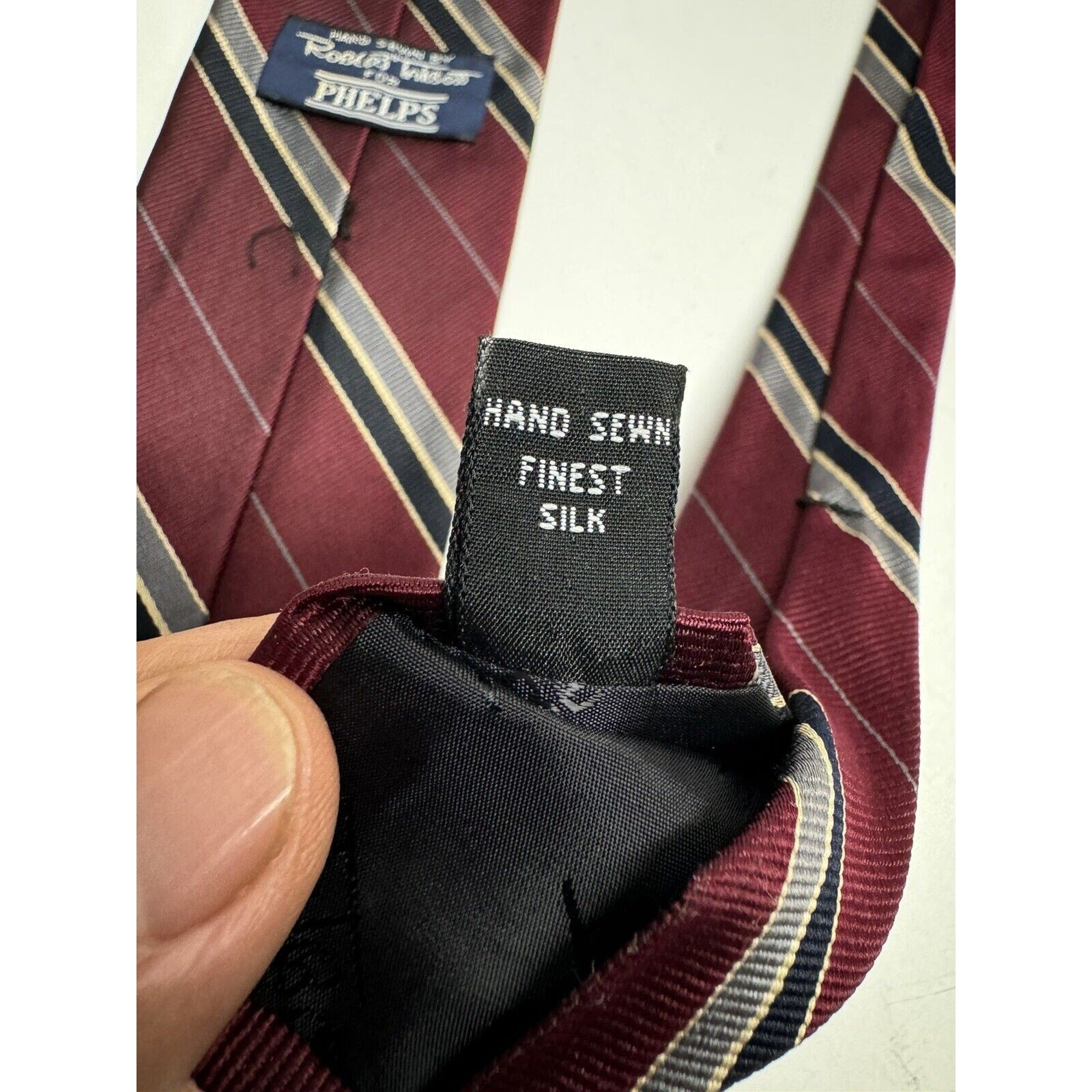 VINTAGE Robert Talbott Men's Red Striped 100% Silk Necktie