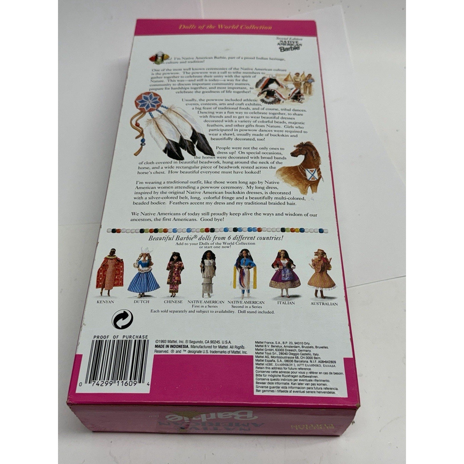 Vintage 1993 Native American Barbie Dolls Of The World 2nd Edition Mattel 11609
