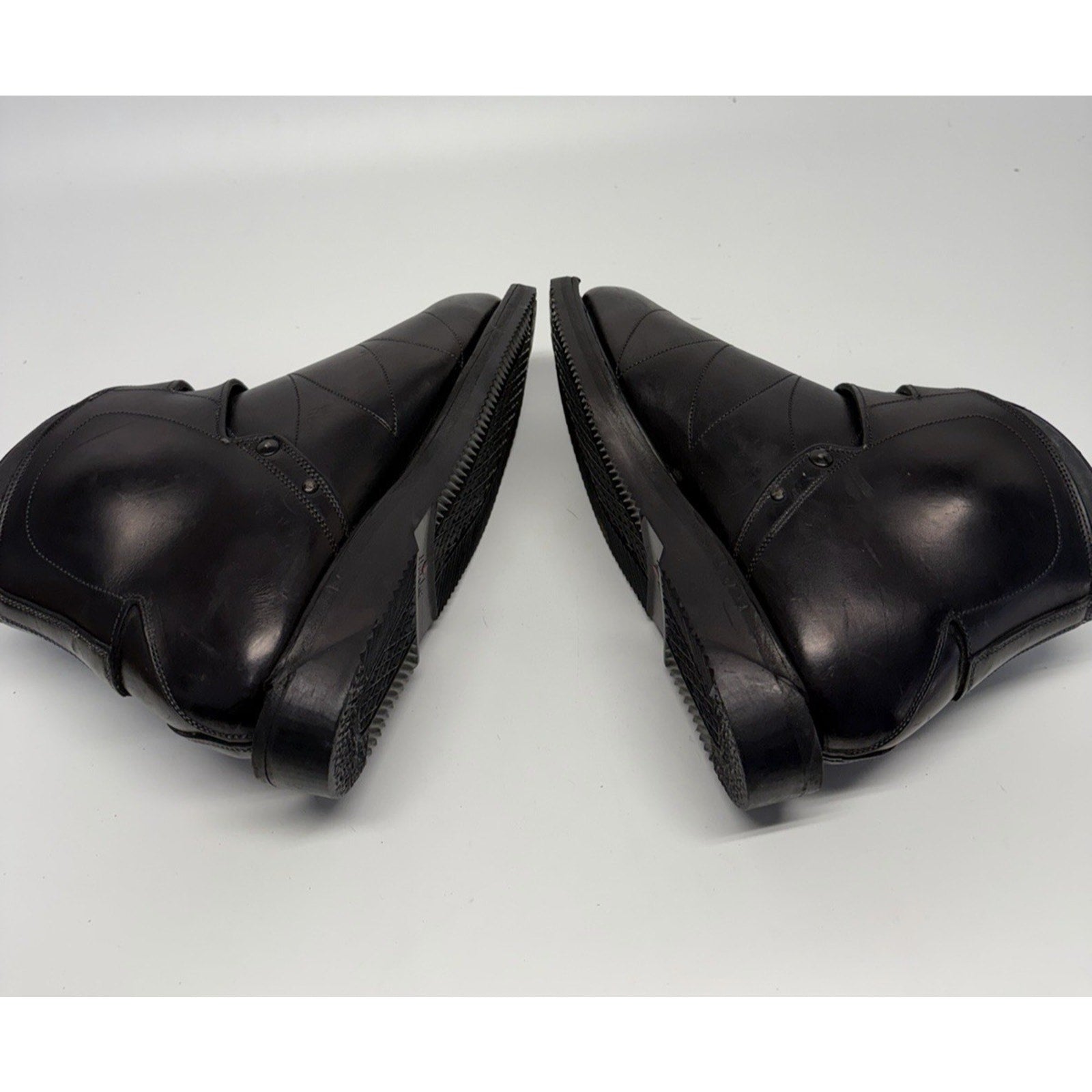 Vintage NOS Henke Switzerland Black Leather Ski Boots Size Appr 10.5