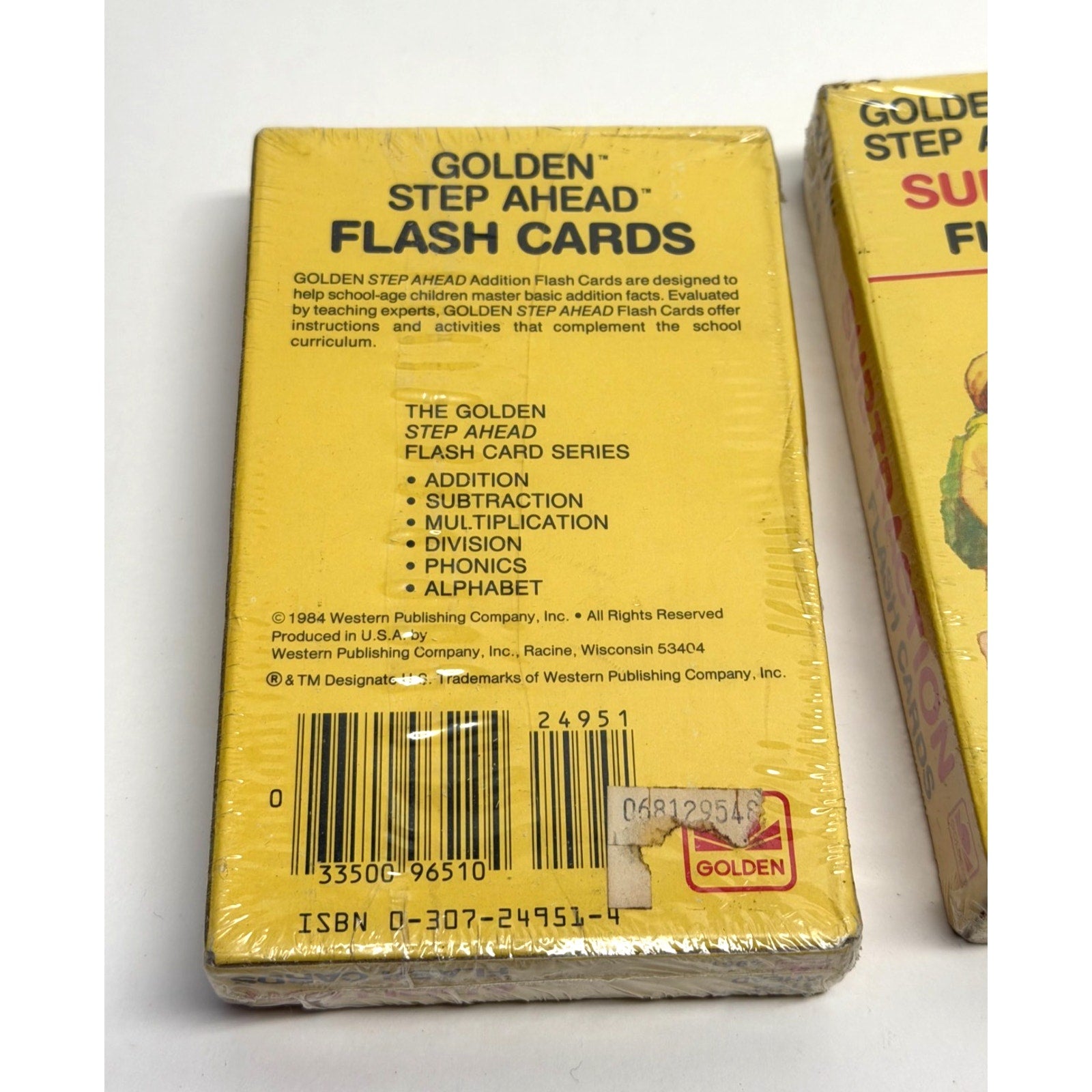 Vintage lot of 2 1984 Golden Step Ahead Subtraction/Addition Flash Cards 4952