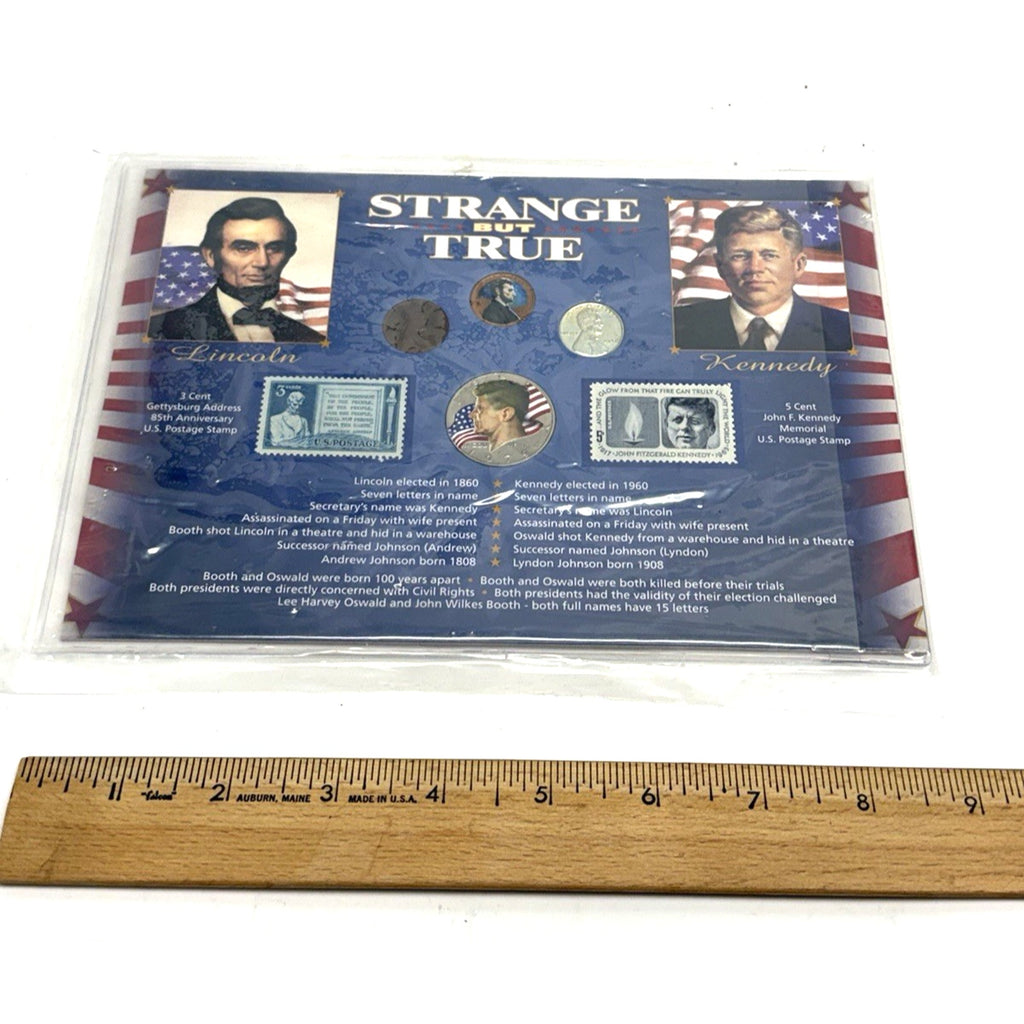 VTG NOS 1980 Strange But True Lincoln Kennedy Coin And Stamp Lot Panel JFK Half