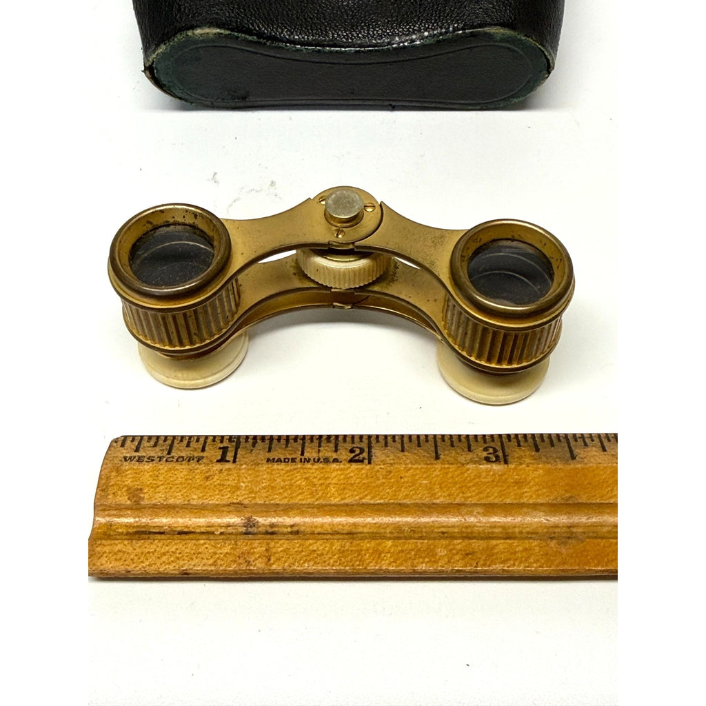 Vintage Askania Werke Berlin Opera Glasses Brass Theater Binoculars w/ Case