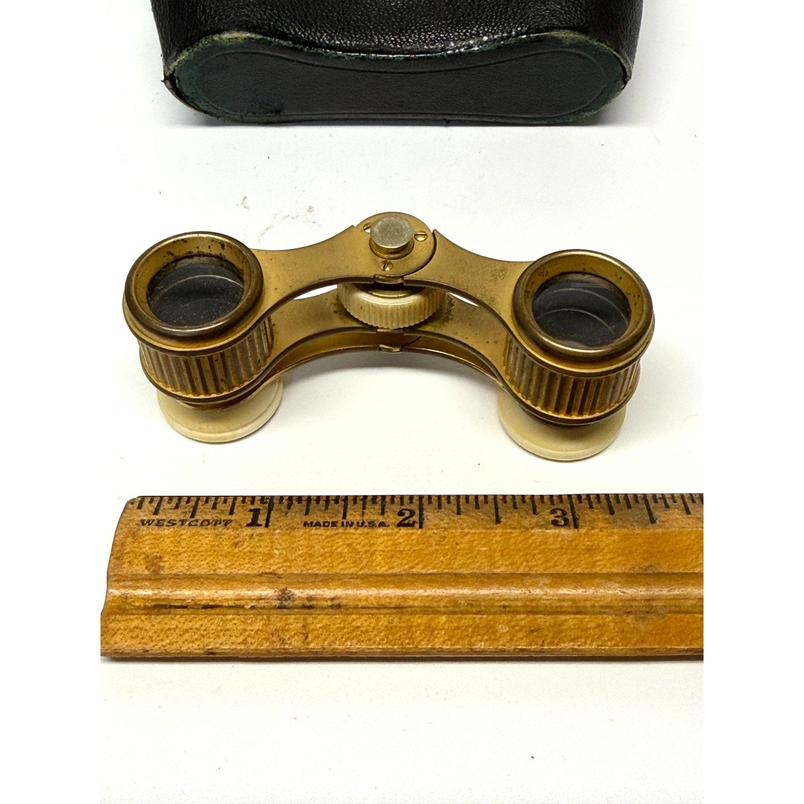 Vintage Askania Werke Berlin Opera Glasses Brass Theater Binoculars w/ Case