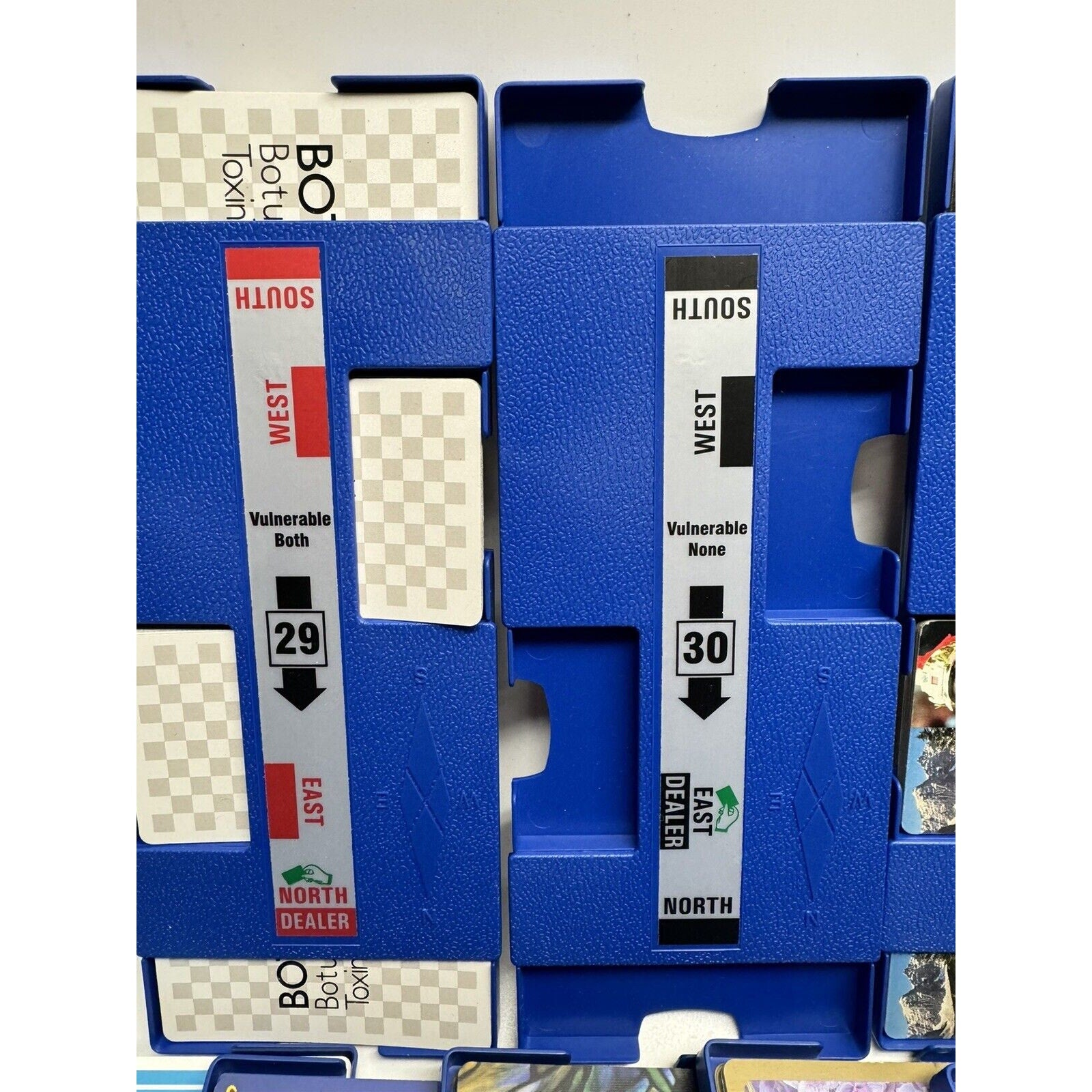 VINTAGE Baron Barclay Plastic Bridge Boards Dealer Card Holders Blue 32 Full Set