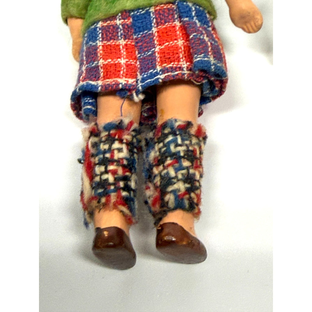 Vintage Antique German Scottish Dollhouse Dolls Pair Bisque Composition 1930s