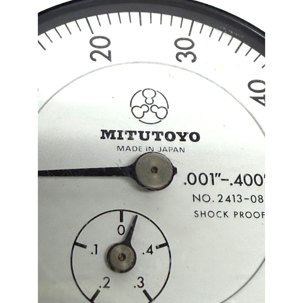 Vintage Mitutoyo 2413-08 Dial Indicator .001"-.400" Balanced Scale Shock Proof