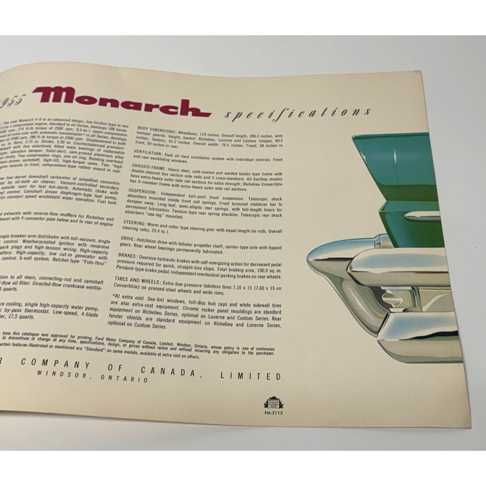 Vtg 1955 Monarch Sales Brochure Catalog Richelieu Lucerne Custom Canadian Ford