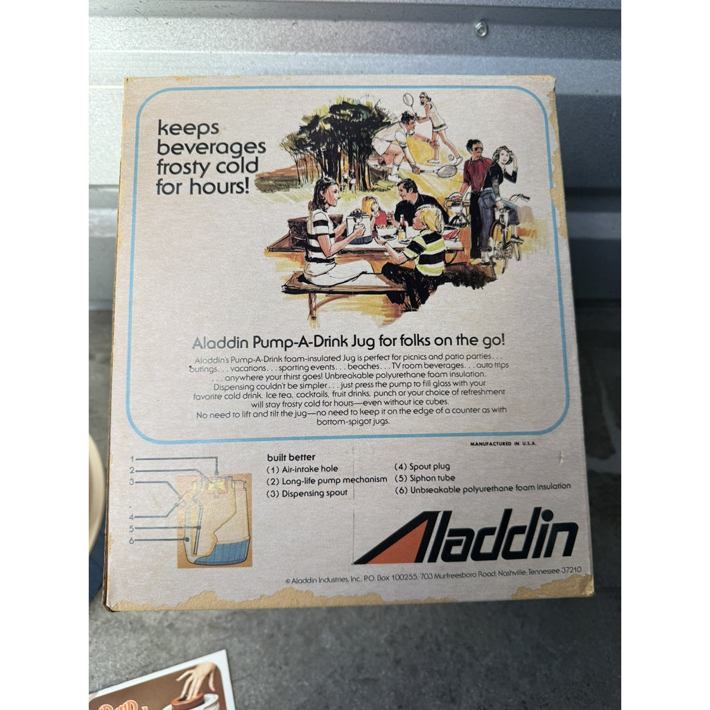 VINTAGE Aladdin PUMP A DRINK Gallon Jug Coventry Foam Insulated Original Box