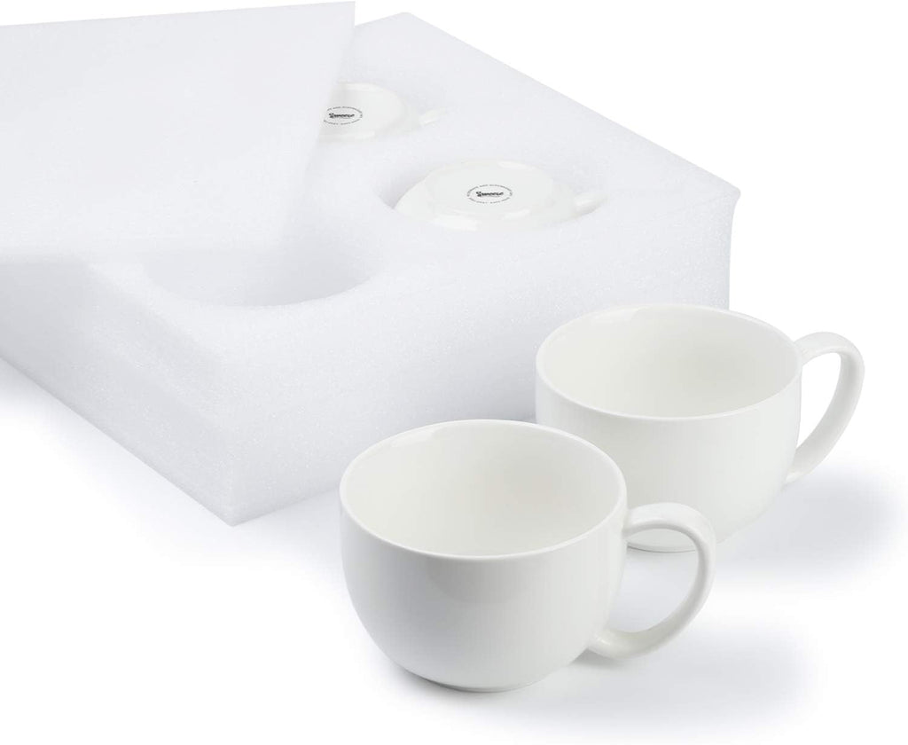 Porcelain 22Oz Large Coffee Mugs Set of 4, Large Soup Mug with Handles Perfect for Coffee, Tea, Hot Chocolate, Microwave Safe, White