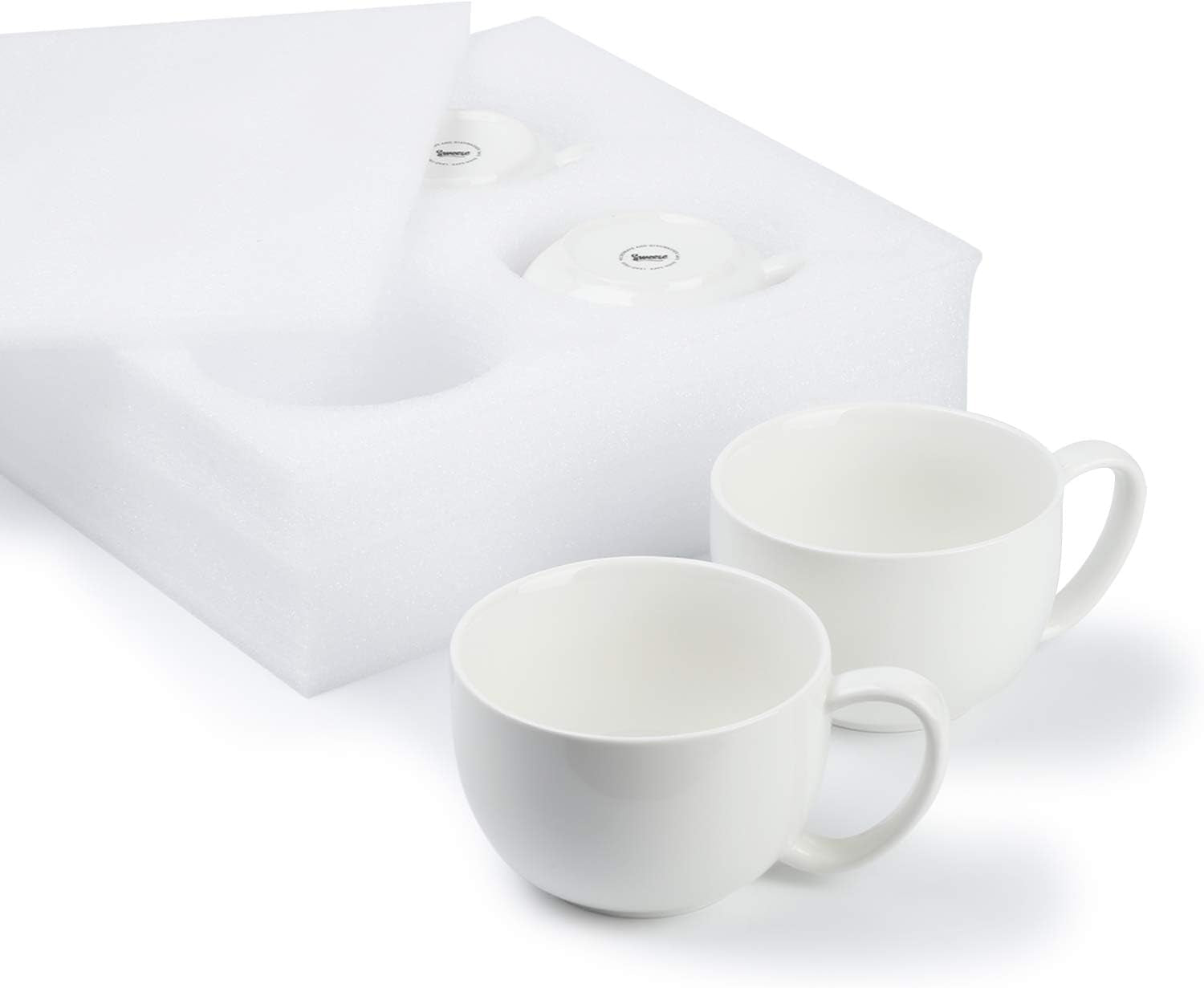 Porcelain 22Oz Large Coffee Mugs Set of 4, Large Soup Mug with Handles Perfect for Coffee, Tea, Hot Chocolate, Microwave Safe, White